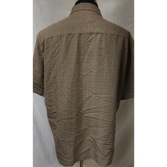 Trader Bay Mens XL Brown check Textured Short Sleeve Button Rayon Blend Shirt - Picture 7 of 11
